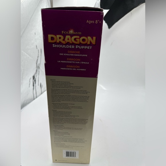 RARE (2005) Folkmanis Dragon Shoulder Puppet Purple Ages 8+ NEW IN BOX, - Picture 3 of 5